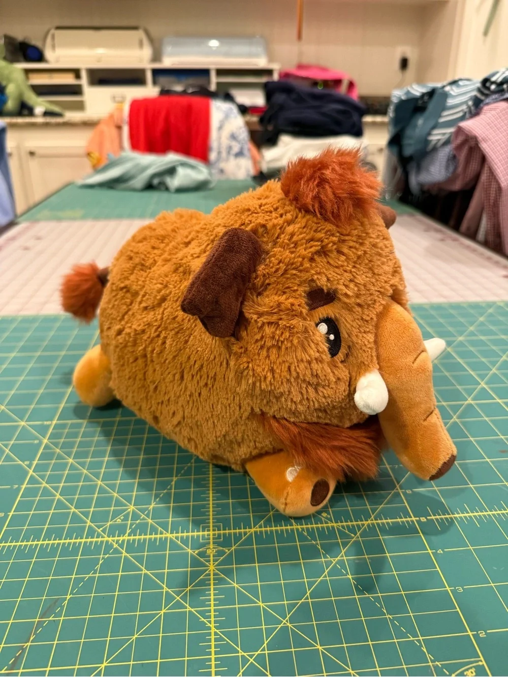 Plush Woolly Mammoth Stuffed Animal - Brown